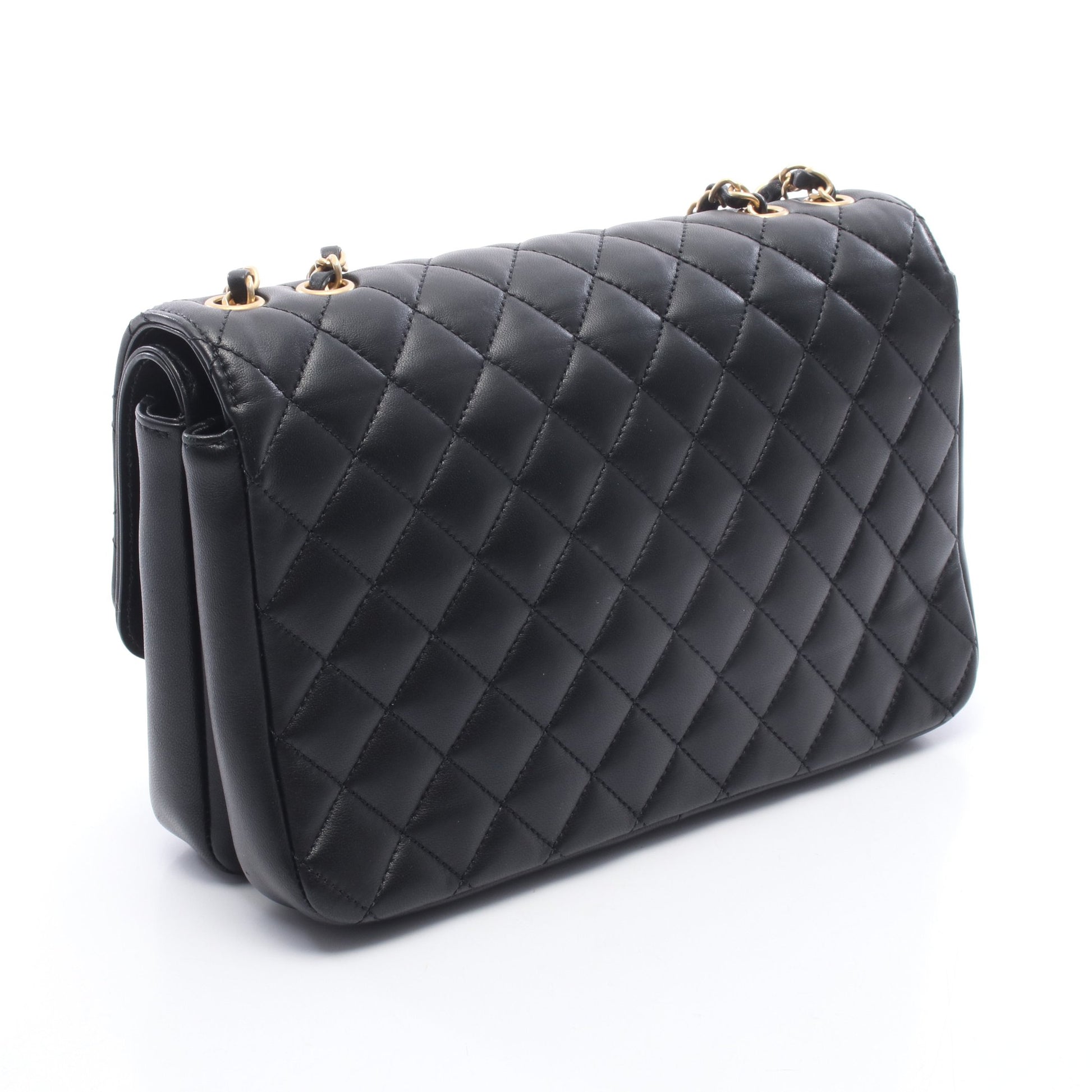 マトラッセ Wフラップ Wチェーンショルダーバッグ ラムスキン ブラック ゴールド金具 シャネル バッグ CHANEL