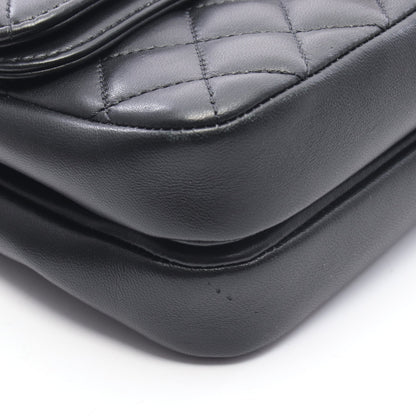 マトラッセ Wフラップ Wチェーンショルダーバッグ ラムスキン ブラック ゴールド金具 シャネル バッグ CHANEL