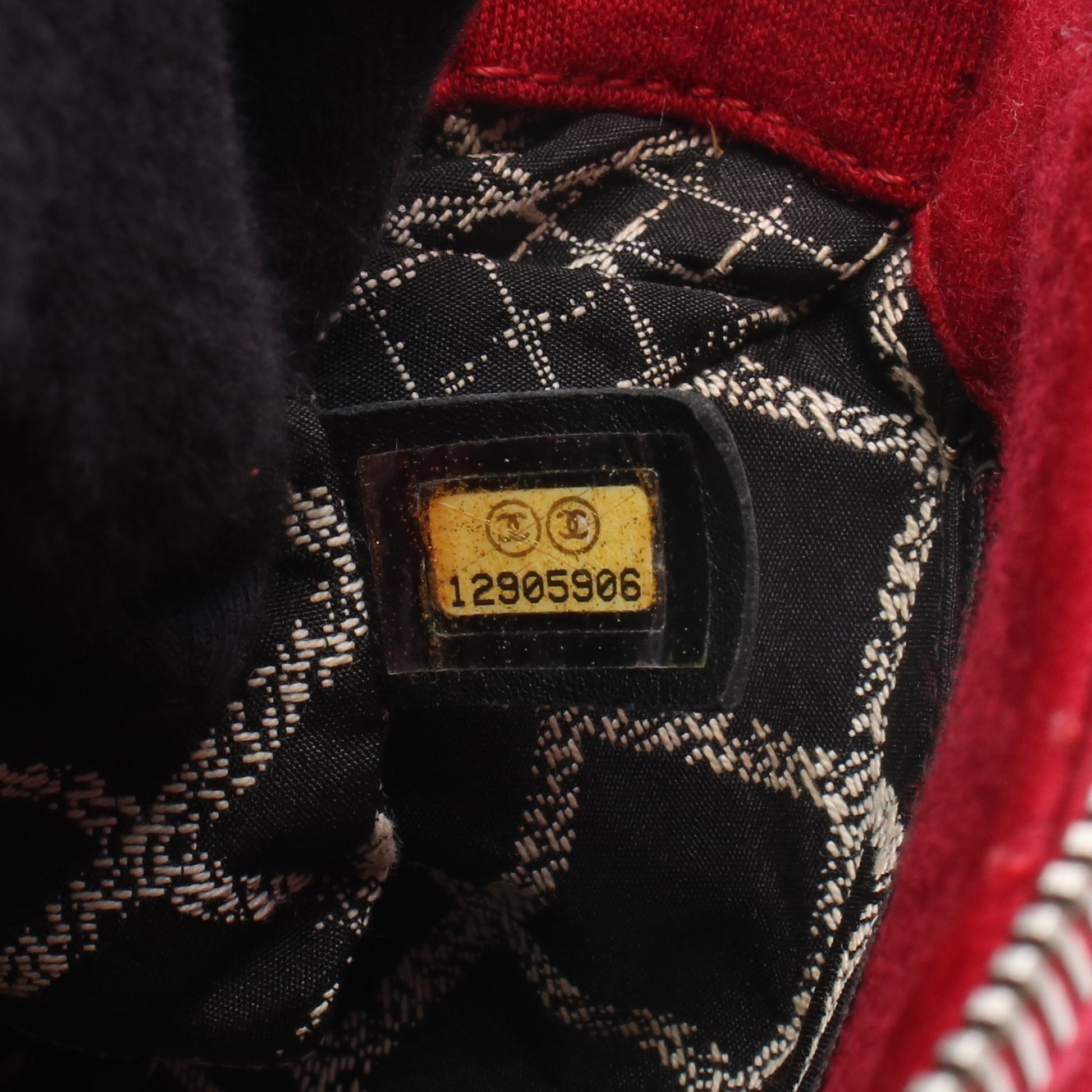 マトラッセ チェーンショルダーバッグ コットンジャージ レッド シルバー金具 シャネル バッグ CHANEL