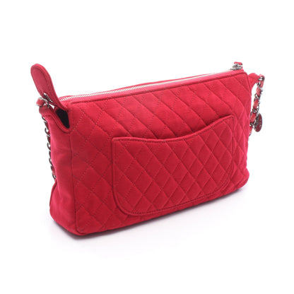 マトラッセ チェーンショルダーバッグ コットンジャージ レッド シルバー金具 シャネル バッグ CHANEL