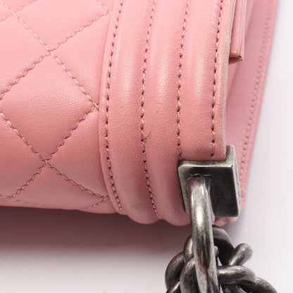 ボーイシャネル チェーンショルダーバッグ ラムスキン ピンク シルバー金具 シャネル バッグ CHANEL