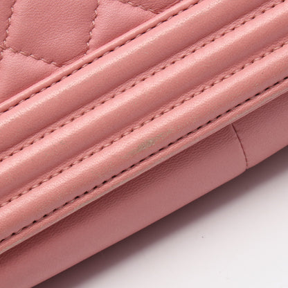 ボーイシャネル チェーンショルダーバッグ ラムスキン ピンク シルバー金具 シャネル バッグ CHANEL