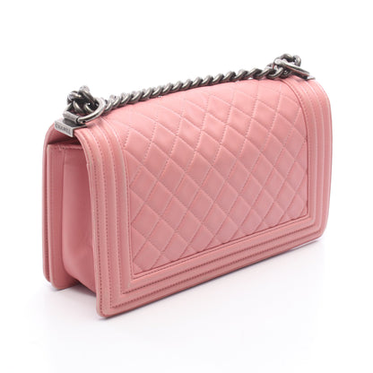 ボーイシャネル チェーンショルダーバッグ ラムスキン ピンク シルバー金具 シャネル バッグ CHANEL