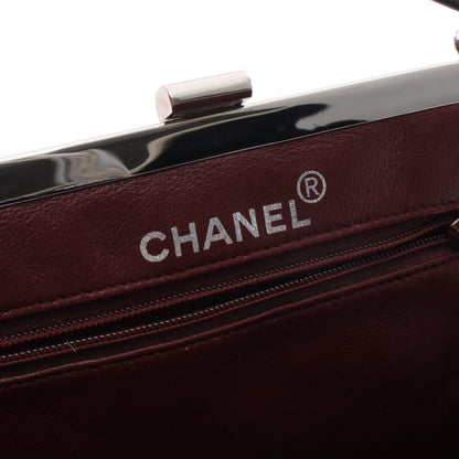 マトラッセ がま口 ハンドバッグ ハンドバッグ ラムスキン ブラック シルバー金具 シャネル バッグ CHANEL