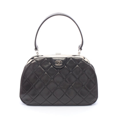 マトラッセ がま口 ハンドバッグ ハンドバッグ ラムスキン ブラック シルバー金具 シャネル バッグ CHANEL