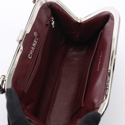 マトラッセ がま口 ハンドバッグ ハンドバッグ ラムスキン ブラック シルバー金具 シャネル バッグ CHANEL