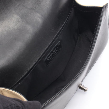 ボーイシャネル チェーンショルダーバッグ ラムスキン ブラック ベージュ シルバー金具 シャネル バッグ CHANEL