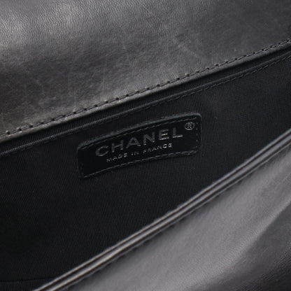 ボーイシャネル チェーンショルダーバッグ ラムスキン ブラック ベージュ シルバー金具 シャネル バッグ CHANEL