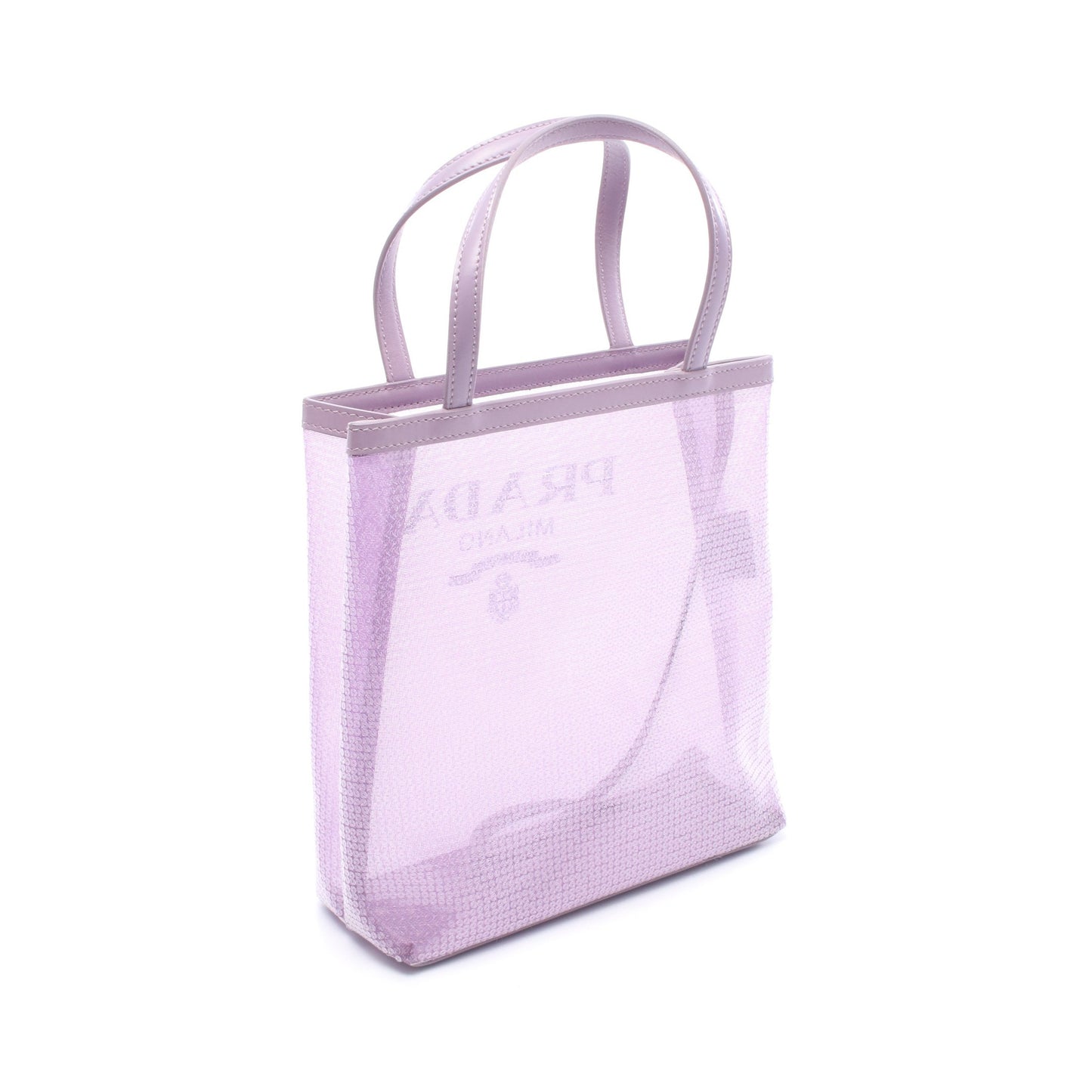 RETE PAILLETTES スパンコール ハンドバッグ トートバッグ メッシュ レザー ライトパープル プラダ バッグ PRADA