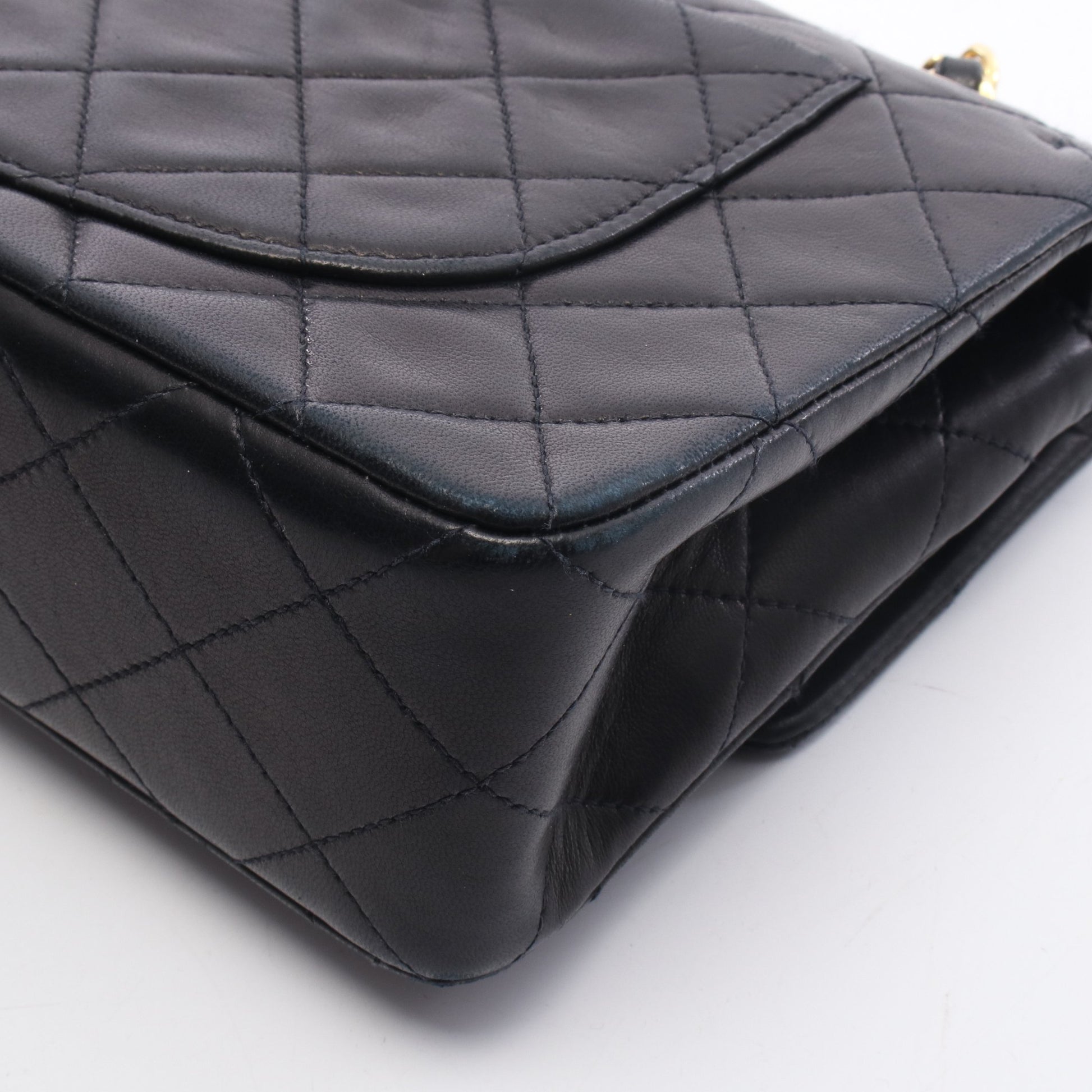 マトラッセ Wフラップ Wチェーンショルダーバッグ ラムスキン ブラック ゴールド金具 シャネル バッグ CHANEL