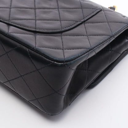 マトラッセ Wフラップ Wチェーンショルダーバッグ ラムスキン ブラック ゴールド金具 シャネル バッグ CHANEL
