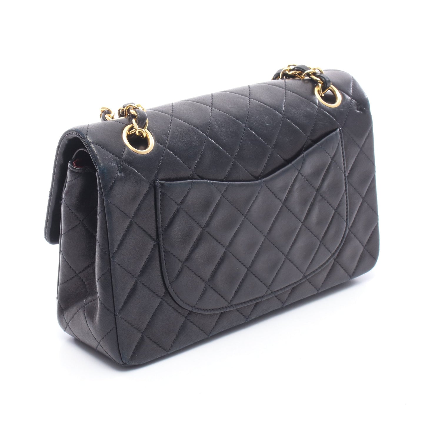 マトラッセ Wフラップ Wチェーンショルダーバッグ ラムスキン ブラック ゴールド金具 シャネル バッグ CHANEL
