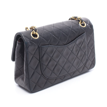 マトラッセ Wフラップ Wチェーンショルダーバッグ ラムスキン ブラック ゴールド金具 シャネル バッグ CHANEL