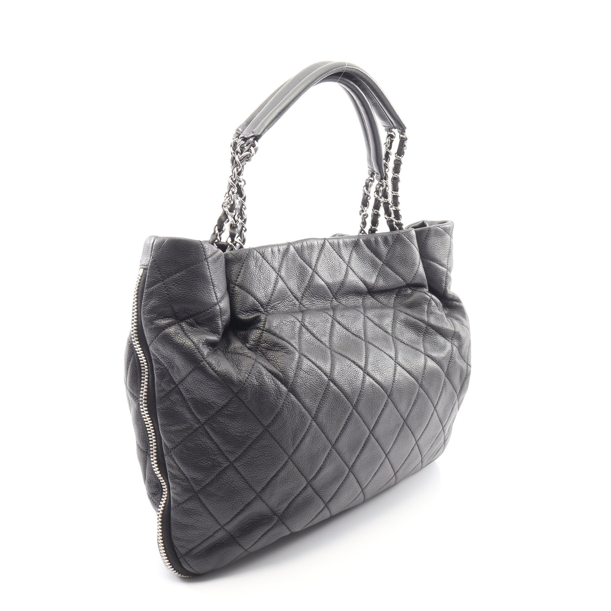 マトラッセ チェーンハンドバッグ チェーントートバッグ キャビアスキン ブラック シルバー金具 シャネル バッグ CHANEL