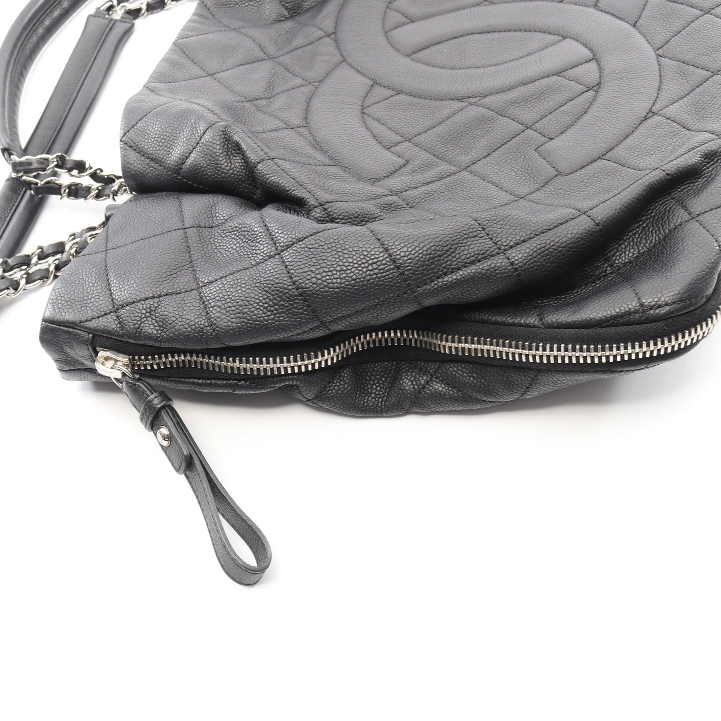 マトラッセ チェーンハンドバッグ チェーントートバッグ キャビアスキン ブラック シルバー金具 シャネル バッグ CHANEL