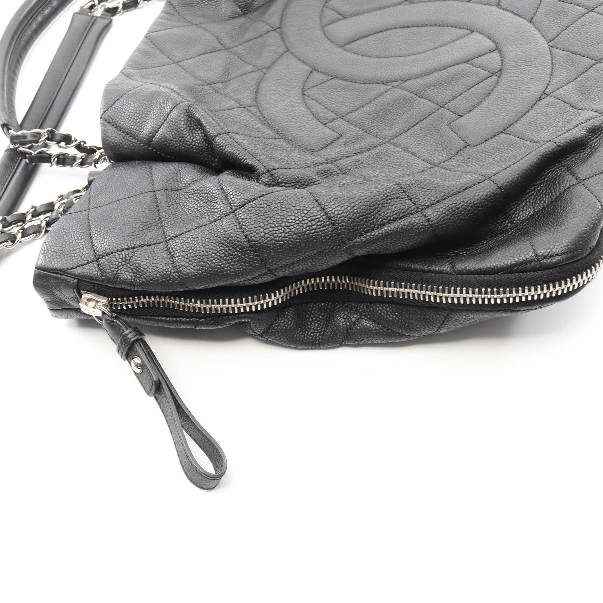 マトラッセ チェーンハンドバッグ チェーントートバッグ キャビアスキン ブラック シルバー金具 シャネル バッグ CHANEL