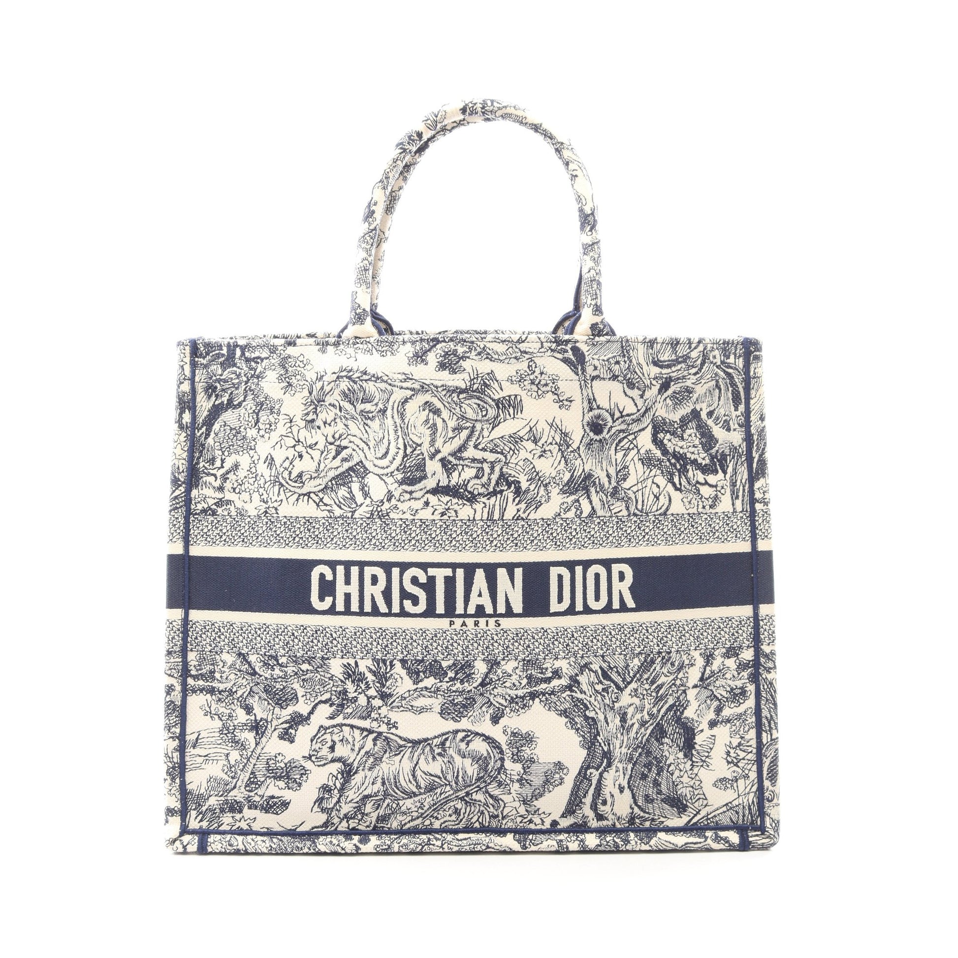 BOOK TOTE ブックトート ラージ ハンドバッグ トートバッグ キャンバス アイボリー ネイビー クリスチャンディオール バッグ Christian Dior