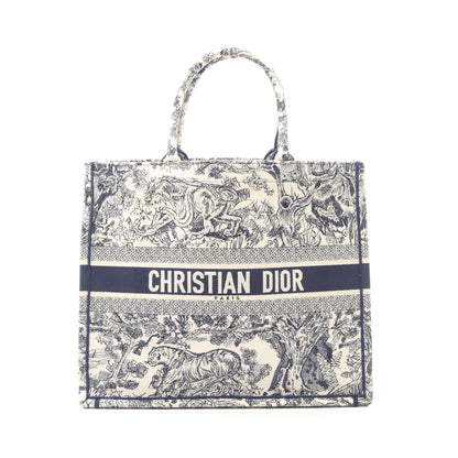 BOOK TOTE ブックトート ラージ ハンドバッグ トートバッグ キャンバス アイボリー ネイビー クリスチャンディオール バッグ Christian Dior