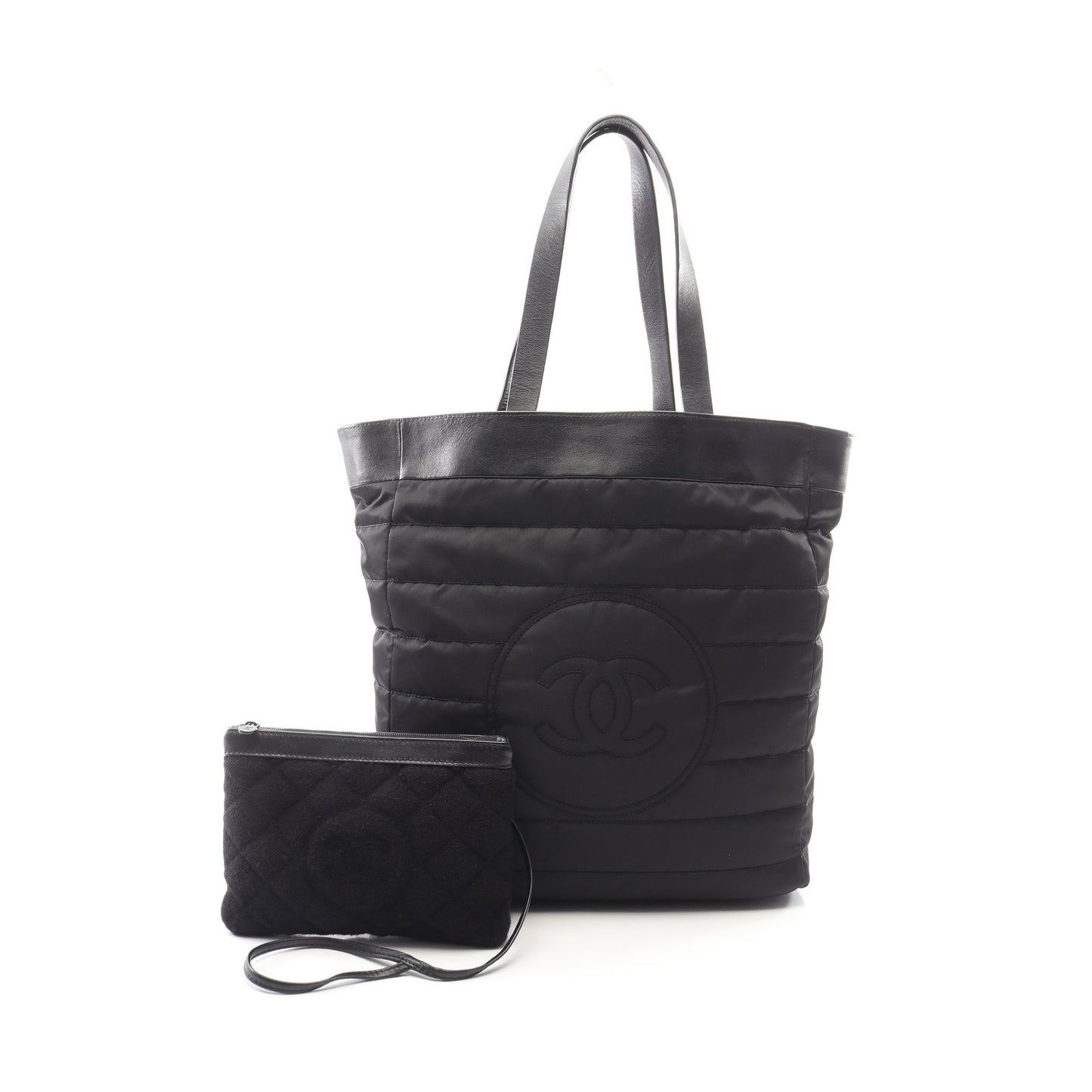 ココマーク リバーシブル ショルダーバッグ トートバッグ ナイロン パイル レザー ブラック シャネル バッグ CHANEL