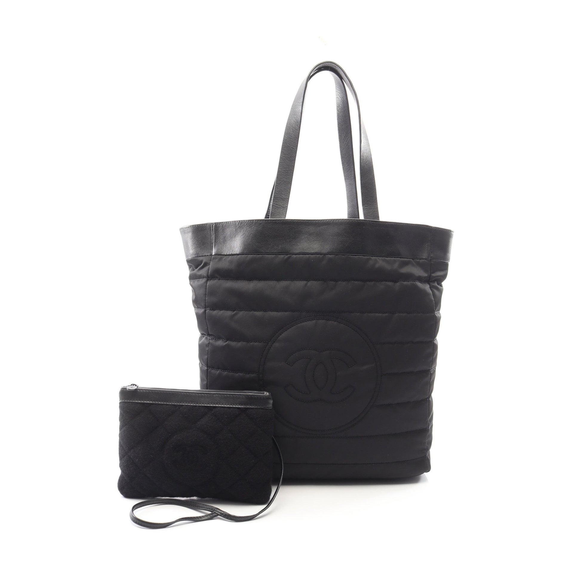 ココマーク リバーシブル ショルダーバッグ トートバッグ ナイロン パイル レザー ブラック シャネル バッグ CHANEL