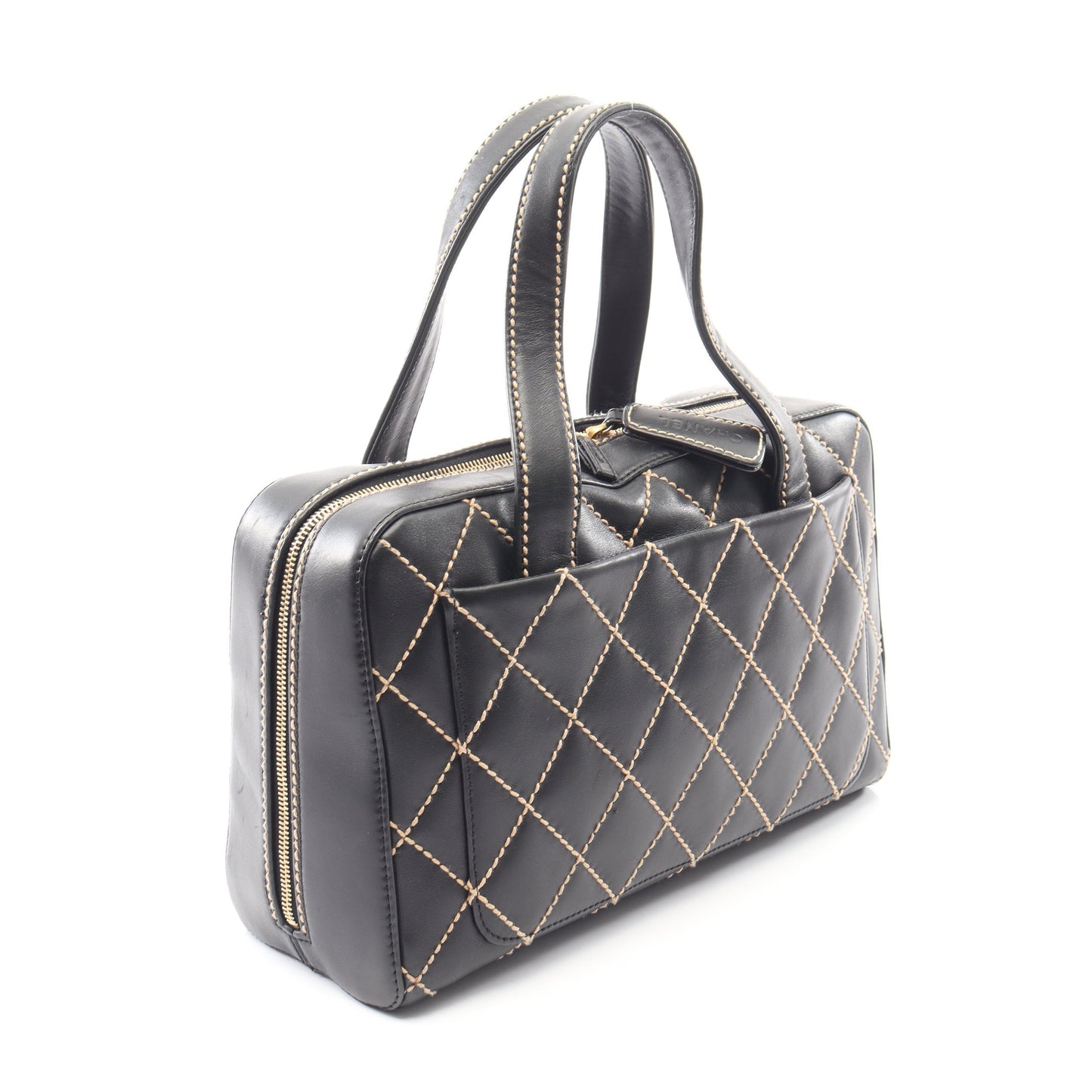 ワイルドステッチ ハンドバッグ レザー ブラック ゴールド金具 シャネル バッグ CHANEL