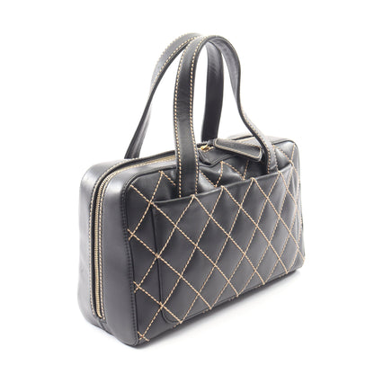 ワイルドステッチ ハンドバッグ レザー ブラック ゴールド金具 シャネル バッグ CHANEL