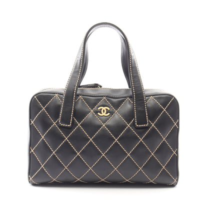 ワイルドステッチ ハンドバッグ レザー ブラック ゴールド金具 シャネル バッグ CHANEL