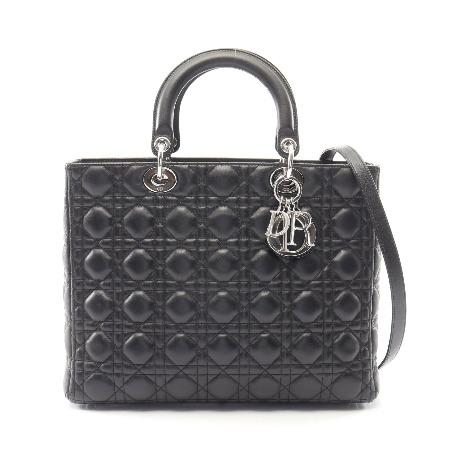 レディディオール ラージ カナージュ 2WAY ハンドバッグ レザー ブラック クリスチャンディオール バッグ Christian Dior