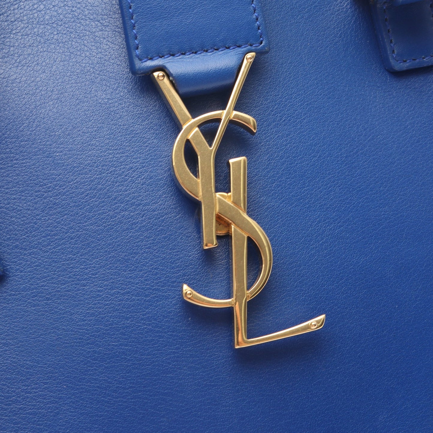 モノグラム カバス 2WAY ハンドバッグ レザー ブルー サンローランパリ バッグ SAINT LAURENT PARIS