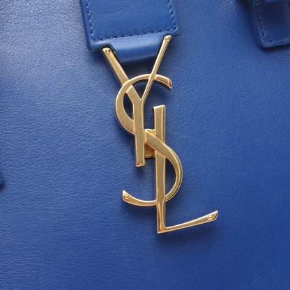 モノグラム カバス 2WAY ハンドバッグ レザー ブルー サンローランパリ バッグ SAINT LAURENT PARIS
