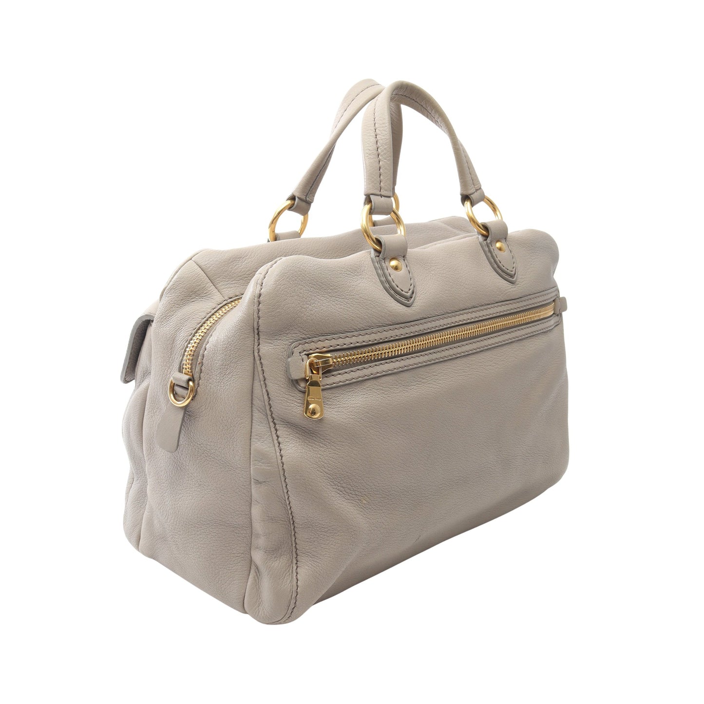 2WAY ボストンバッグ レザー グレーベージュ ミュウミュウ バッグ miu miu
