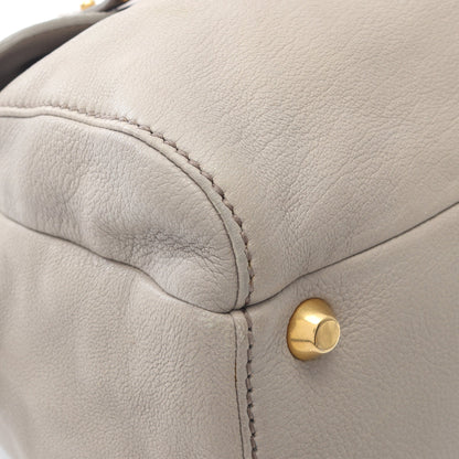 2WAY ボストンバッグ レザー グレーベージュ ミュウミュウ バッグ miu miu