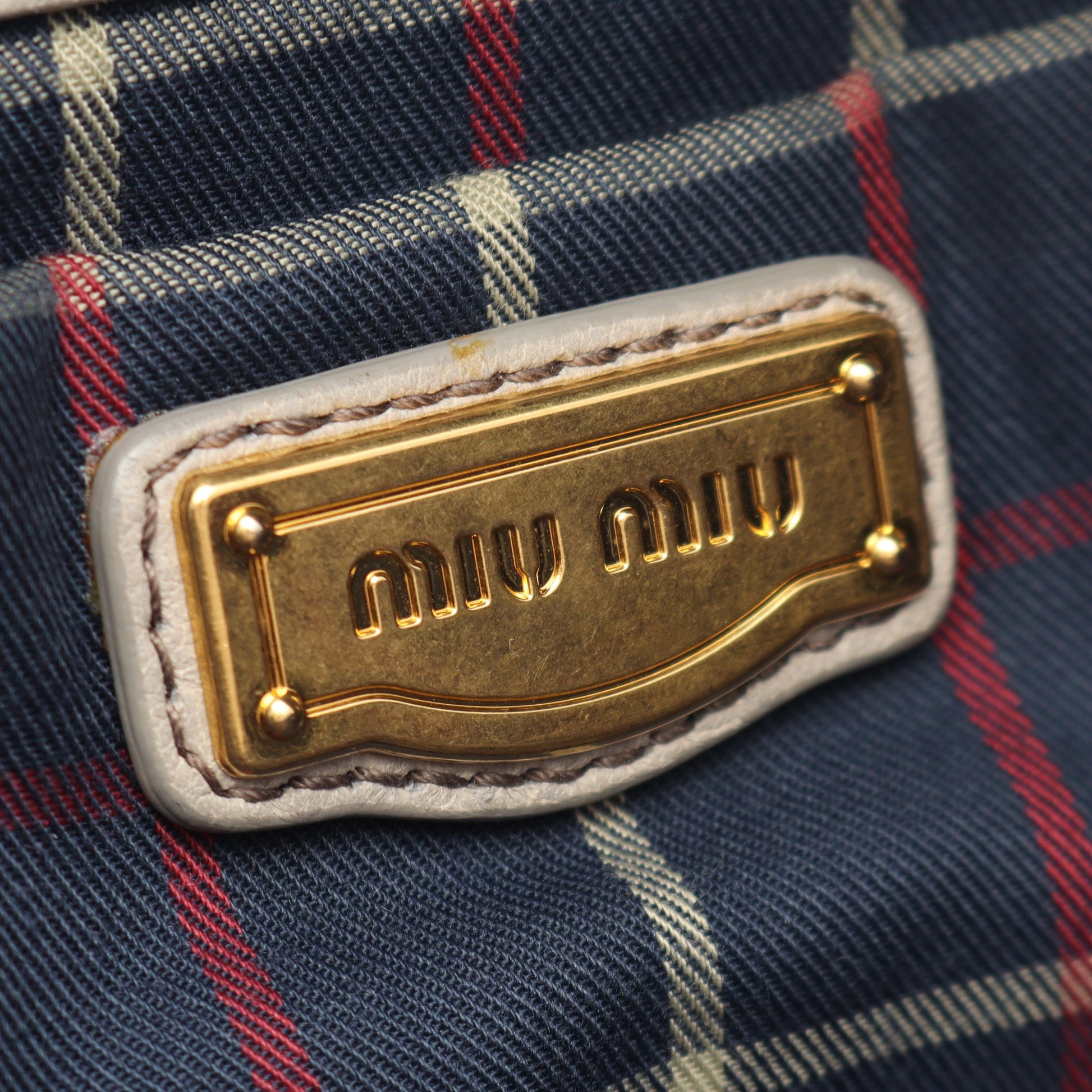 2WAY ボストンバッグ レザー グレーベージュ ミュウミュウ バッグ miu miu
