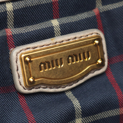 2WAY ボストンバッグ レザー グレーベージュ ミュウミュウ バッグ miu miu