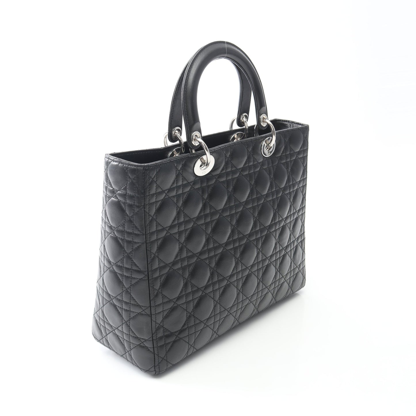レディディオール ラージ ハンドバッグ レザー ブラック クリスチャンディオール バッグ Christian Dior