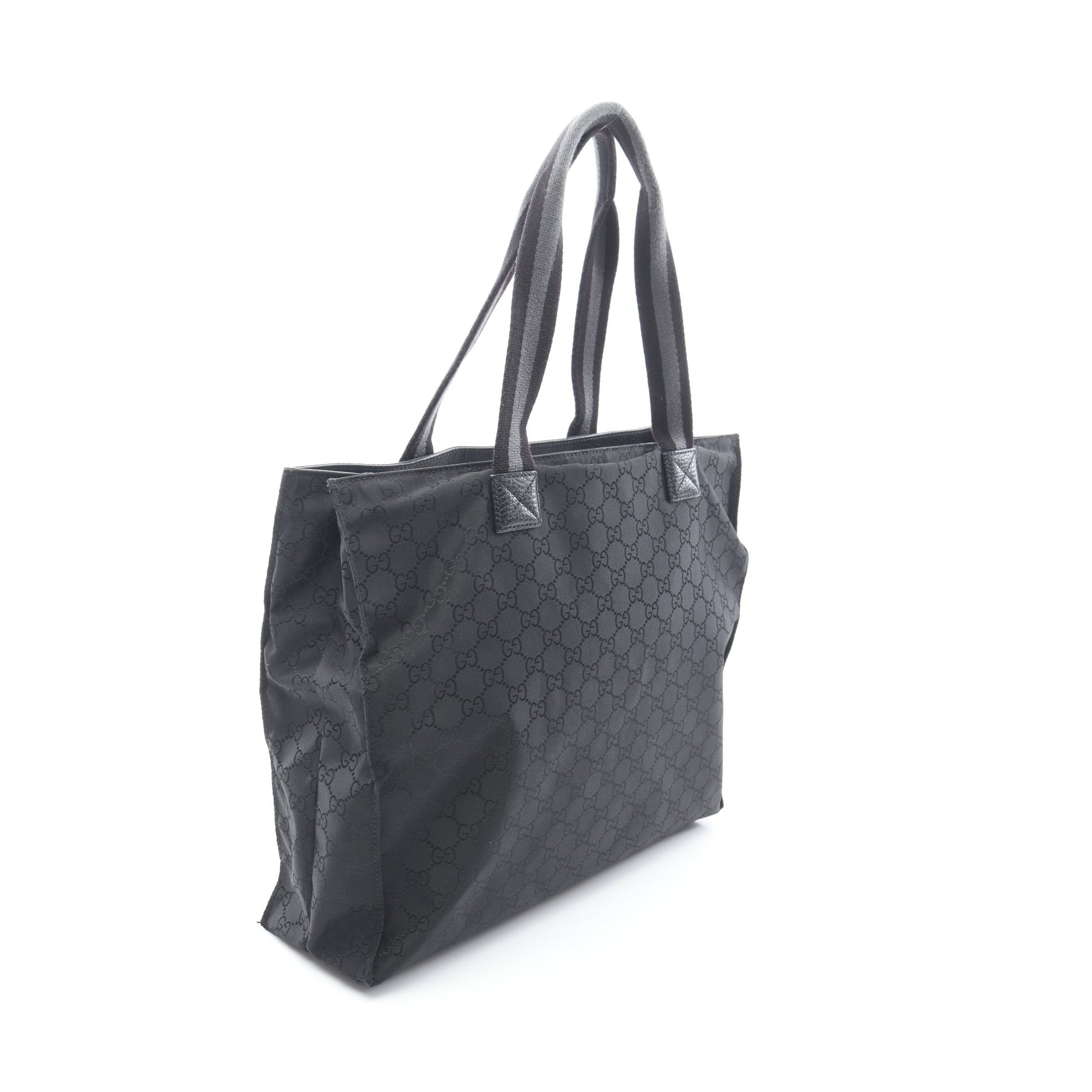 GGナイロン ハンドバッグ トートバッグ ナイロン レザー ブラック グッチ バッグ GUCCI