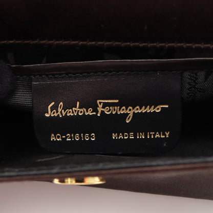 ヴァラリボン チェーンショルダーバッグ サテン ダークブラウン サルヴァトーレフェラガモ バッグ Salvatore Ferragamo