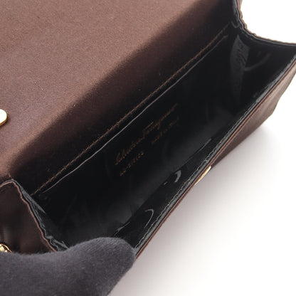 ヴァラリボン チェーンショルダーバッグ サテン ダークブラウン サルヴァトーレフェラガモ バッグ Salvatore Ferragamo
