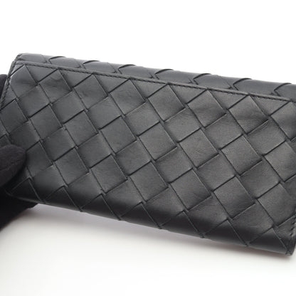 イントレチャート 札入れ 二つ折り長財布 レザー ブラック ボッテガヴェネタ 財布・小物 BOTTEGA VENETA
