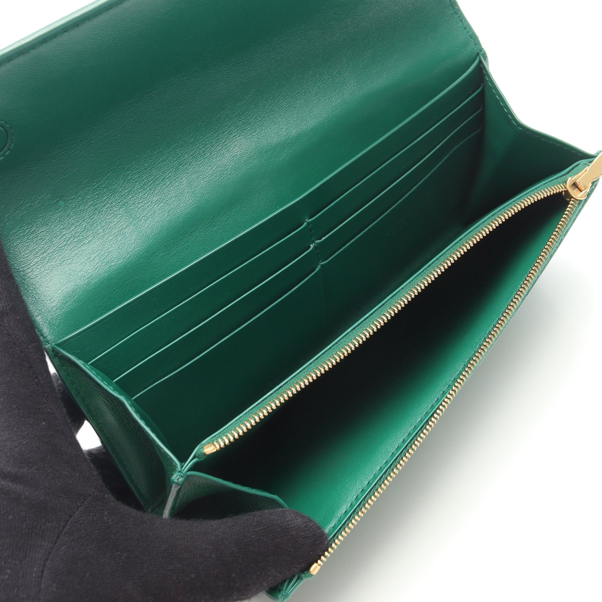 カセット マキシイントレチャート 二つ折り長財布 レザー グリーン ボッテガヴェネタ 財布・小物 BOTTEGA VENETA
