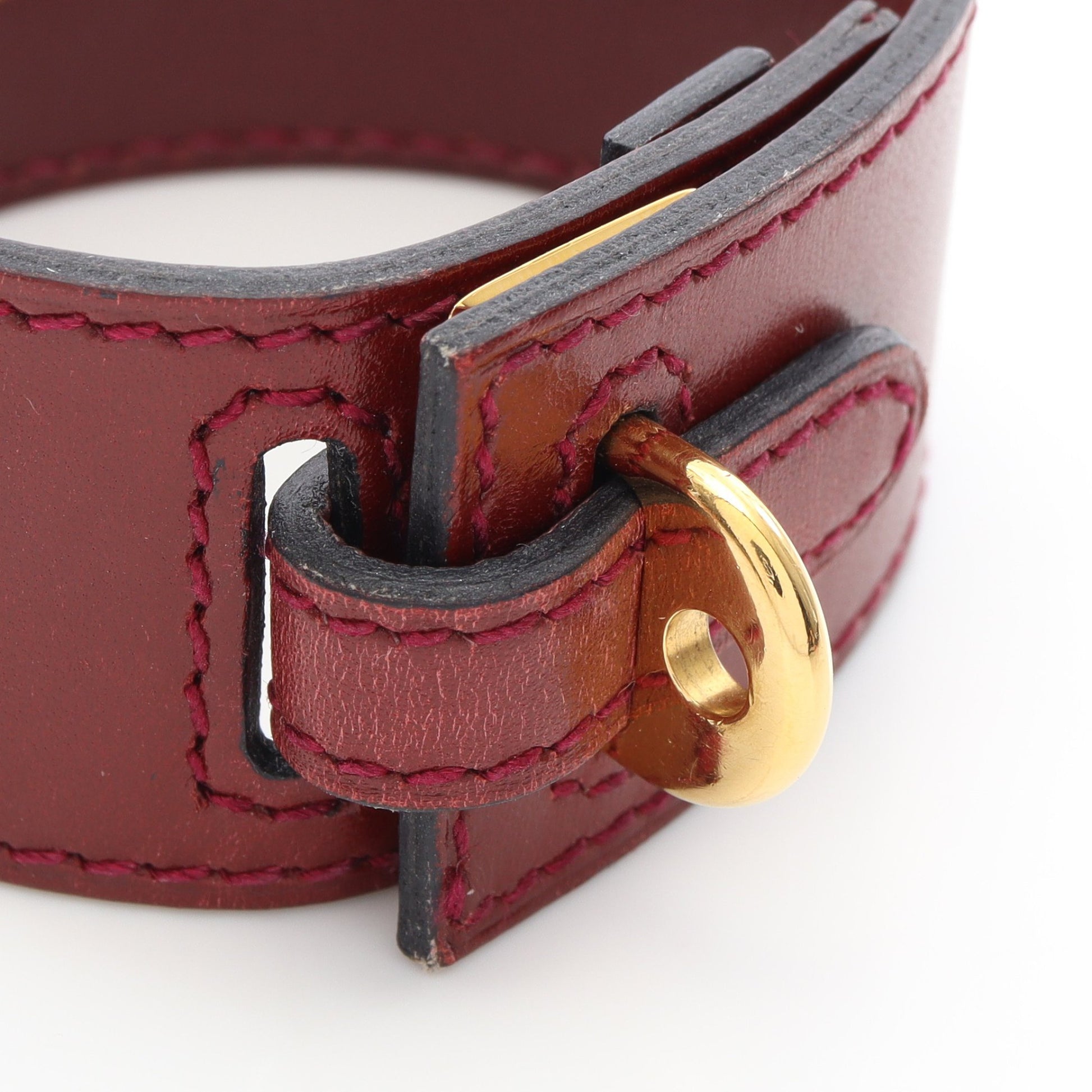 アルテミス ブレスレット □E刻印 ブレスレット GP レザー レッド エルメス アクセサリー HERMES