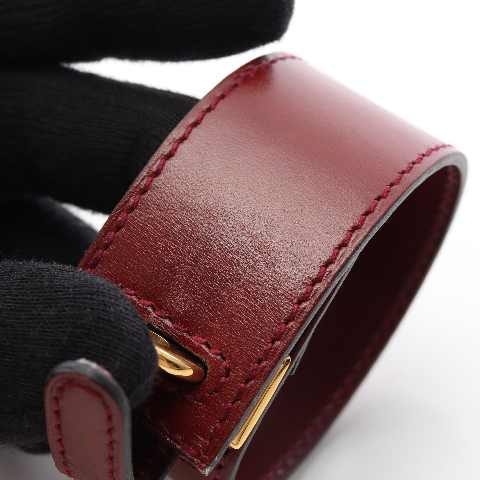 アルテミス ブレスレット □E刻印 ブレスレット GP レザー レッド エルメス アクセサリー HERMES