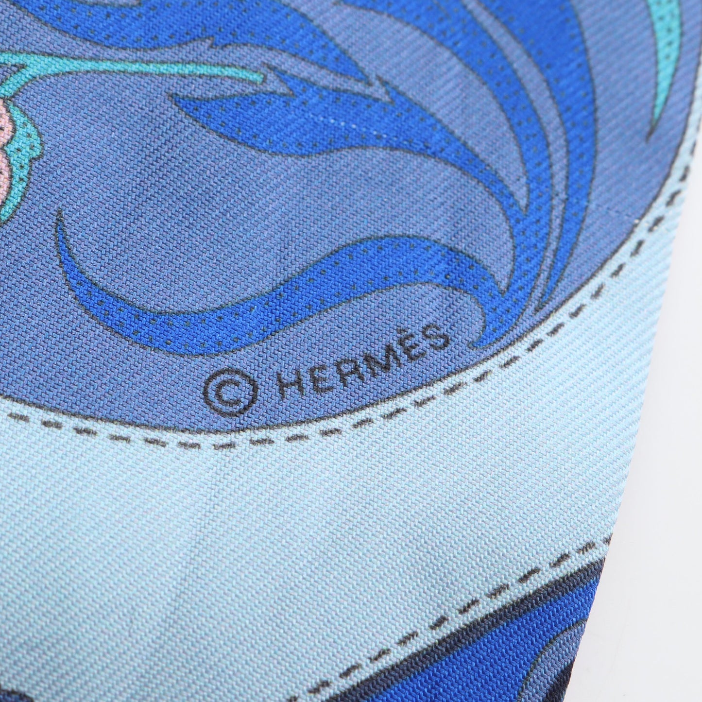 ツイリー FESTIVAL DES AMAZONES リボン スカーフ シルク ブルー マルチカラー エルメス 財布・小物 HERMES