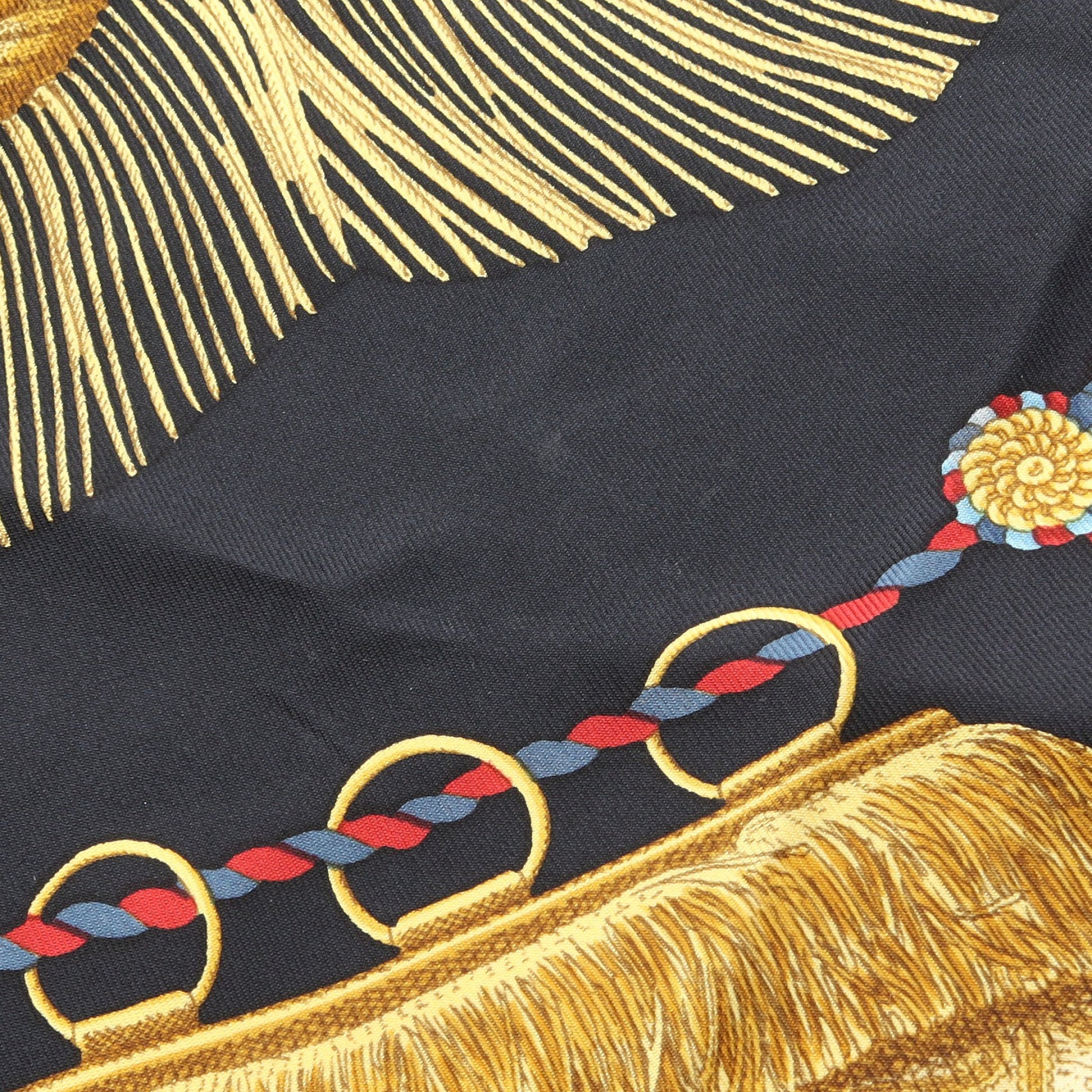 カレ90 Poste et Cavalerie スカーフ シルク ブラック マルチカラー エルメス 財布・小物 HERMES