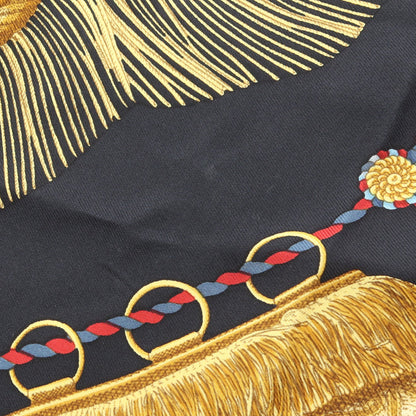 カレ90 Poste et Cavalerie スカーフ シルク ブラック マルチカラー エルメス 財布・小物 HERMES