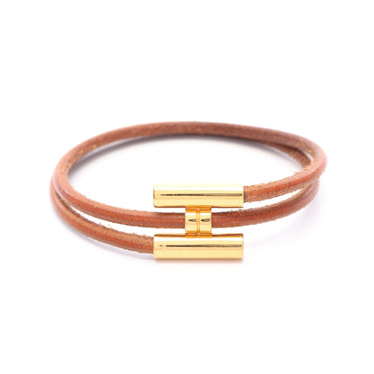 トゥルニ トレッセ ブレスレット レザー GP ブラウン ゴールド エルメス アクセサリー HERMES