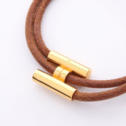 トゥルニ トレッセ ブレスレット レザー GP ブラウン ゴールド エルメス アクセサリー HERMES