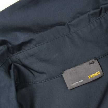 ストライプ 切替 シャツワンピース ウール ネイビー フェンディ ワンピース FENDI