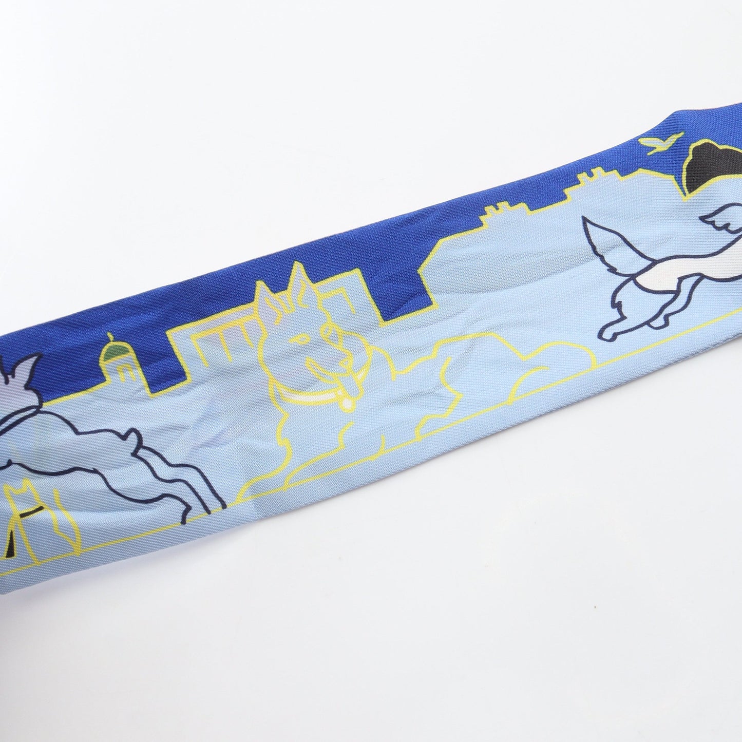 ツイリー Les Chiens Parisiens リボン スカーフ シルク ライトブルー マルチカラー エルメス 財布・小物 HERMES