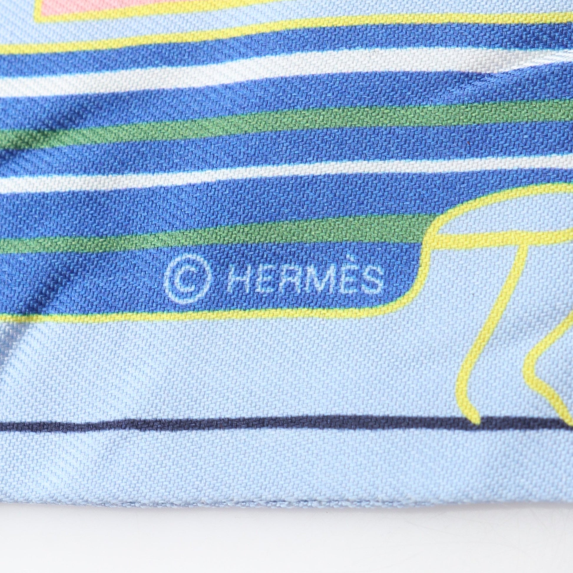 ツイリー Les Chiens Parisiens リボン スカーフ シルク ライトブルー マルチカラー エルメス 財布・小物 HERMES